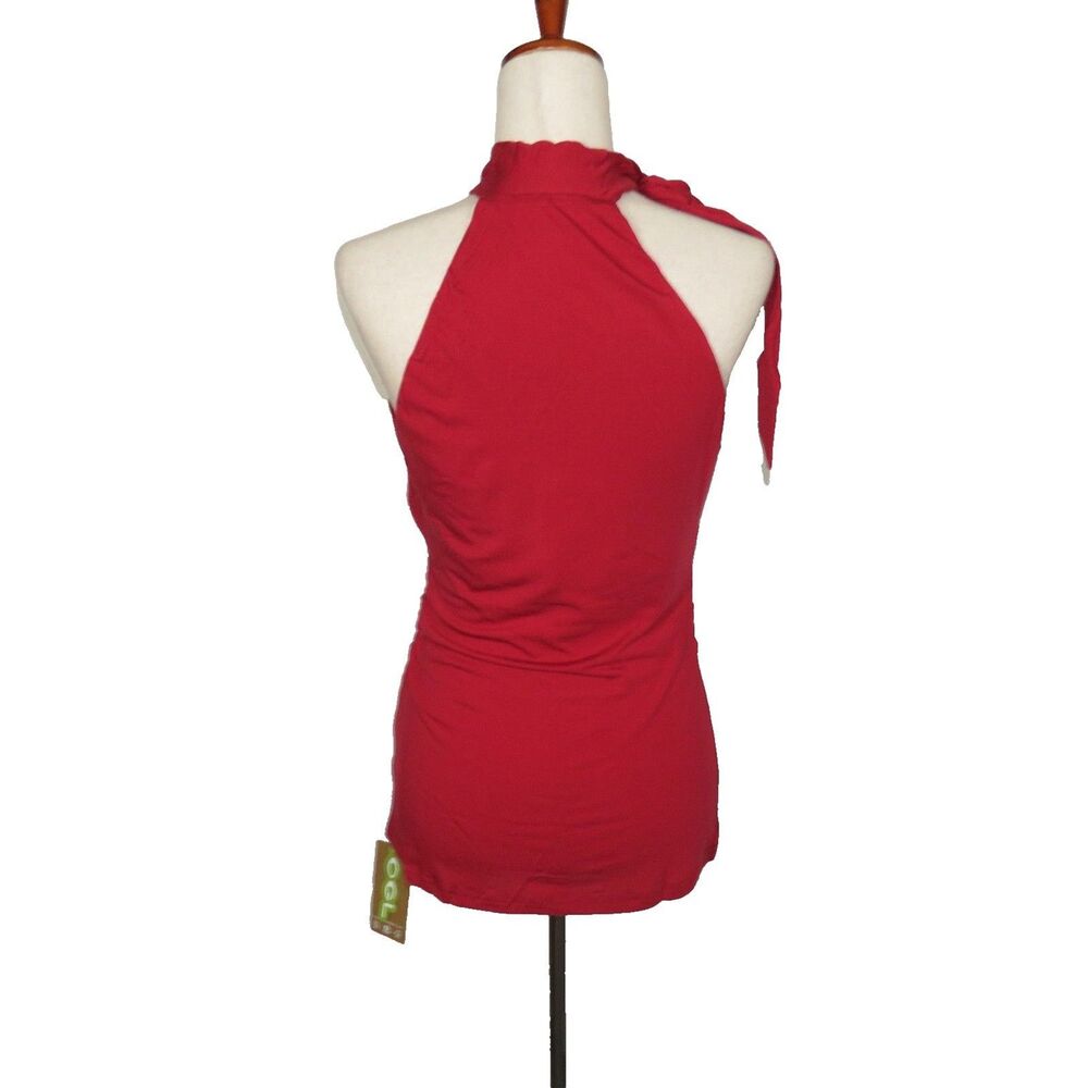 OGL Red Soft Stretchy Tie Neck Ruched Padded Brami Top Size XL - Picture 7 of 8